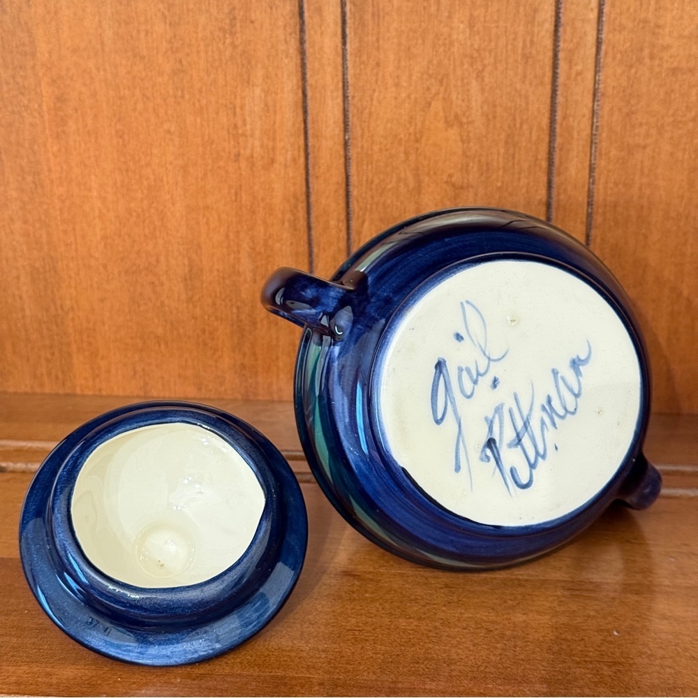Gail Pittman Sugar Bowl Hand Painted Covered with Handles EUC - Picture 6 of 11